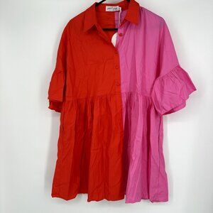 Petal & Pup Didi Frill Mini Dress Pink & Red Size‎ S NWT
